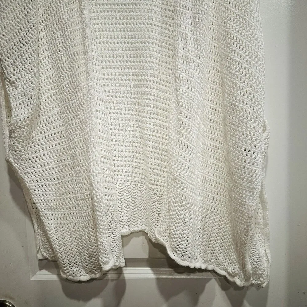 J. Crew Cardigan Sweater Women One Size White Crochet 100% Cotton Boho Festival